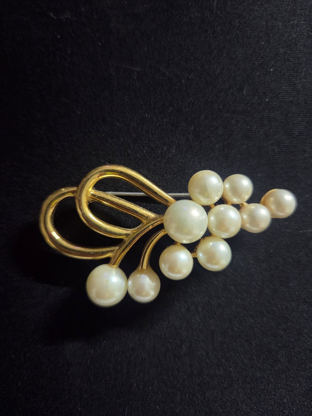 Pearl Cluster Gold-Tone Brooch